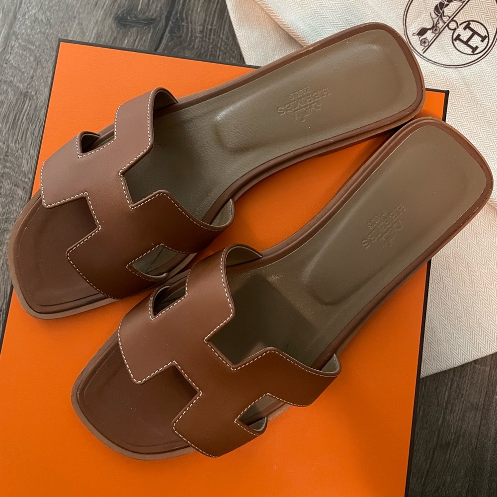 AUTHENTIC- Hermes Oran Sandals Size 38